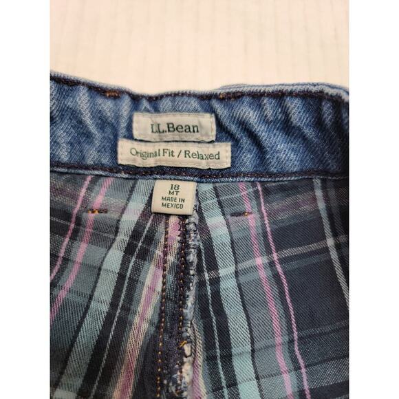 LL Bean Jeans Womens 18MT Plaid Flannel Lined Original Fit Relaxed Denim - Picture 5 of 10